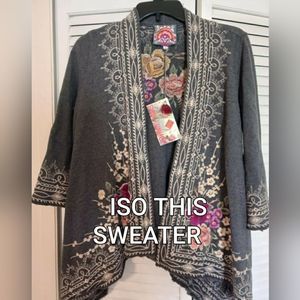 IN SEARCH OF THIS JOHNNY WAS FLORES DRAPED CARDIGAN SWEATER